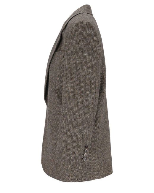 Saint Laurent Gray Herringbone Wool Jacket