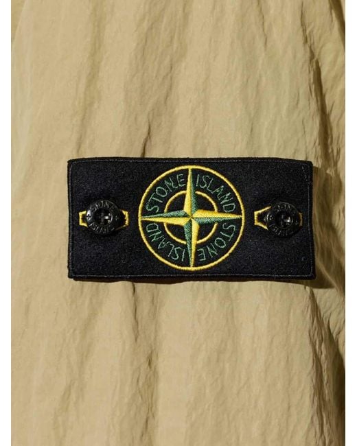 Stone Island Natural Hooded Jacket With Brand Logo Patch for men