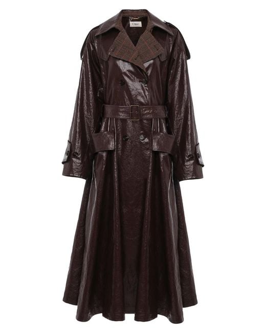 Chloé Brown Belted Buttoned Coat