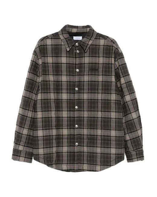 Off-White c/o Virgil Abloh Gray Off 'Spray Arr Check Flan' Padded Overshirt for men