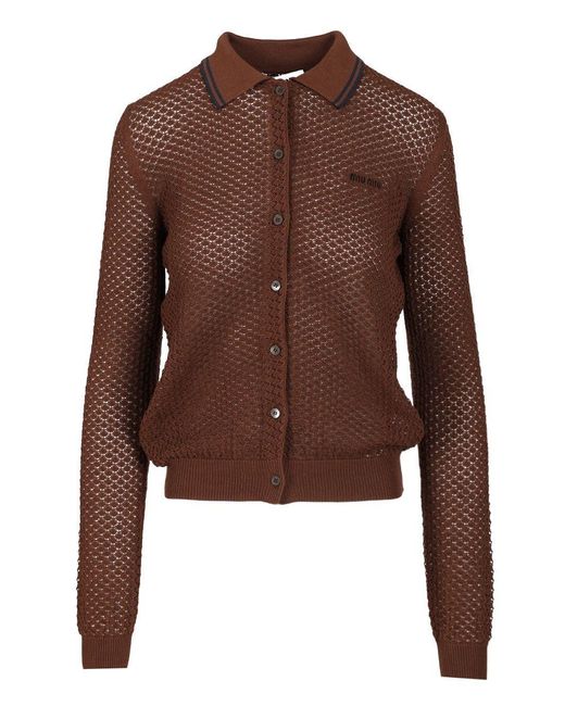 Miu Miu Brown Cotton Cardigan
