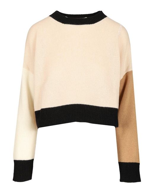Marni Women's Black Short Cashmere Sweater With Color Block