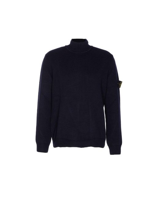 Stone Island Blue Logo Sweater for men