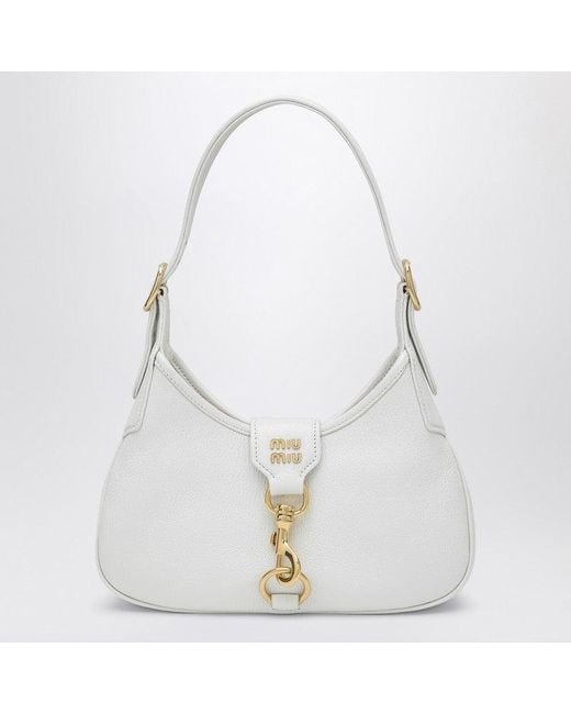 Miu Miu White Grained Leather Shoulder Bag