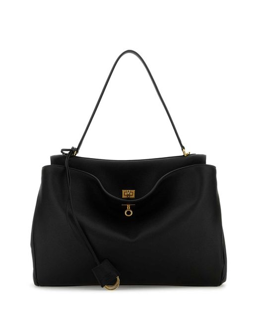 Balenciaga Black Leather Large Rodeo Handbag