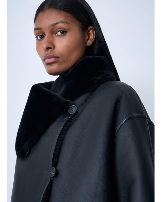 Totême Blue Shearling Wrap Coat