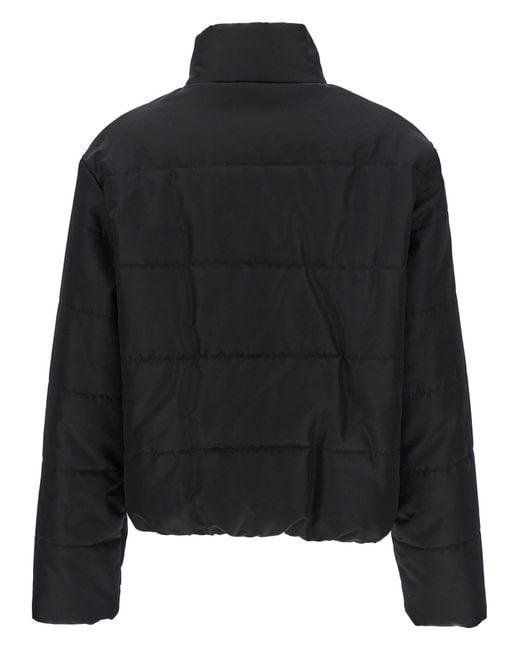 Moschino Black Padded Down Jacket With Logo Button Closure