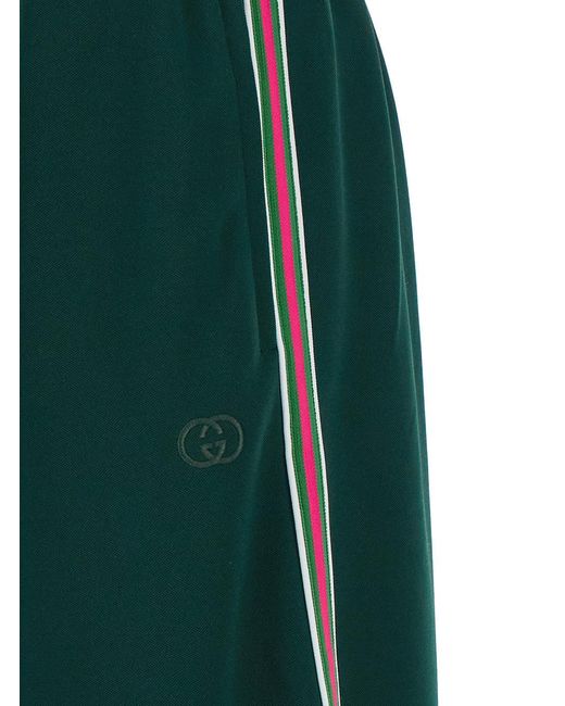 Gucci Green Pants With Stripe Details
