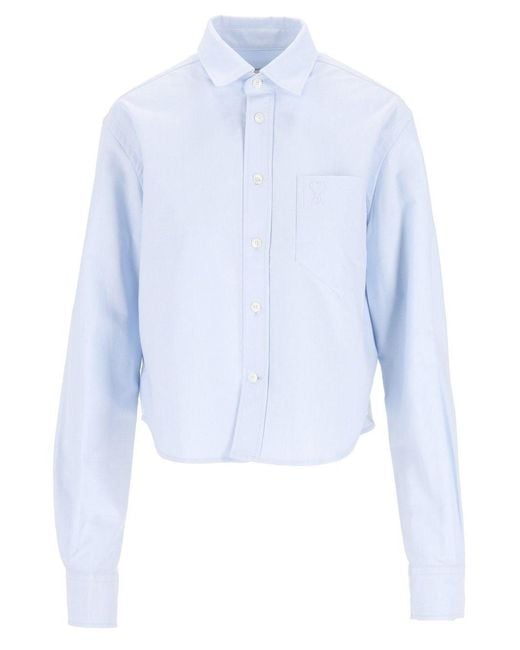 AMI Blue Ami Crooped Shirt
