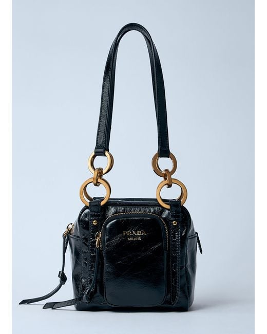 Prada Blue Mini Dangle Leather Handbag