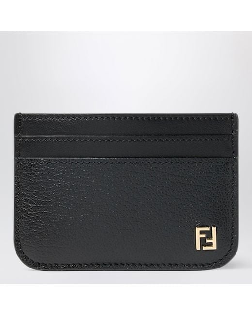 Fendi Black Leather Ff Card Case