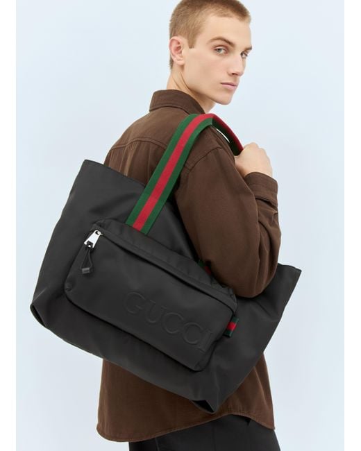 Gucci Nylon Tote Bag in Black for Men | Lyst