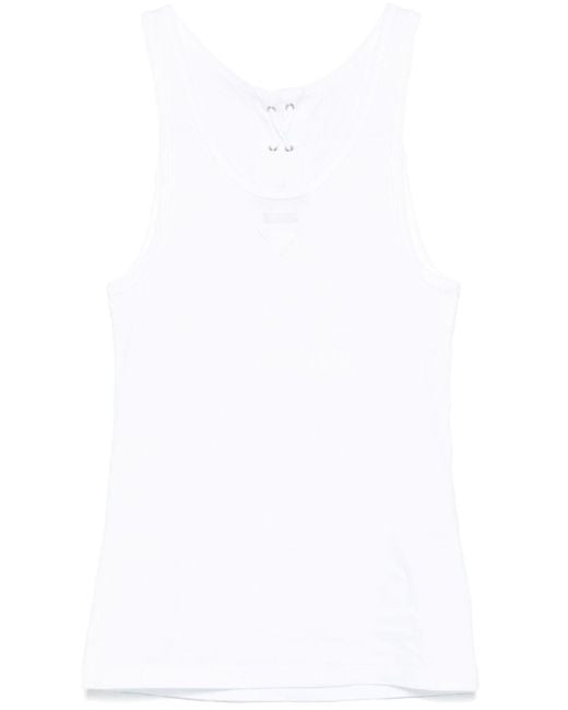 Prada Cotton Sleeveless Top in White | Lyst