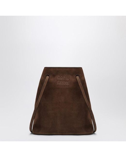 Miu Miu Brown Suede Leather Pouch