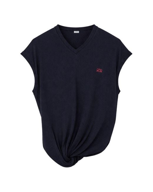 Loewe Blue Wool V-Necked Sweater