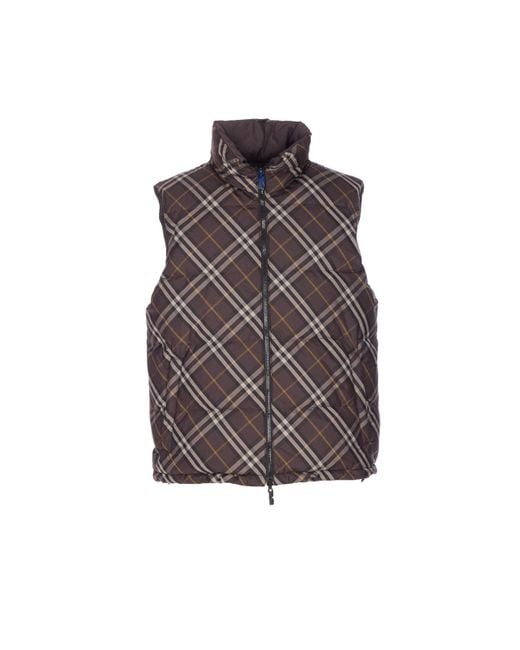 Burberry Brown Check Reversible Padded Vest for men