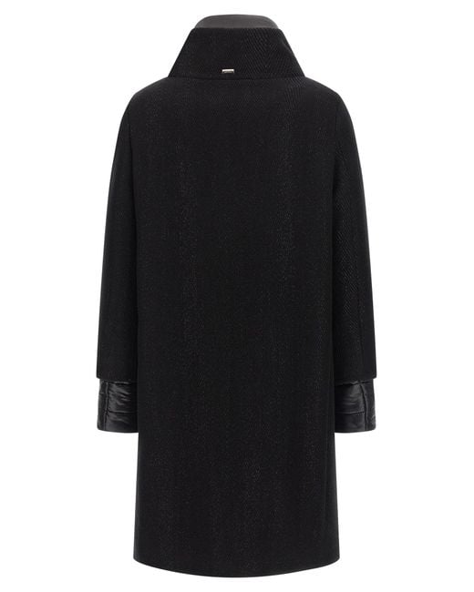 Herno Black Lamé Thread And Wool Coat Coats And Trench Coats
