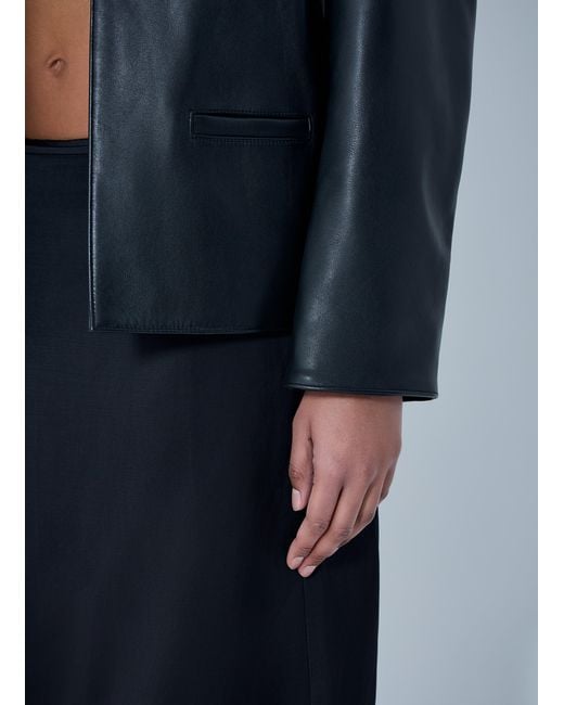 Totême Blue Open Front Leather Jacket