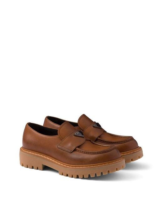 Prada Brown Leather Loafers for men