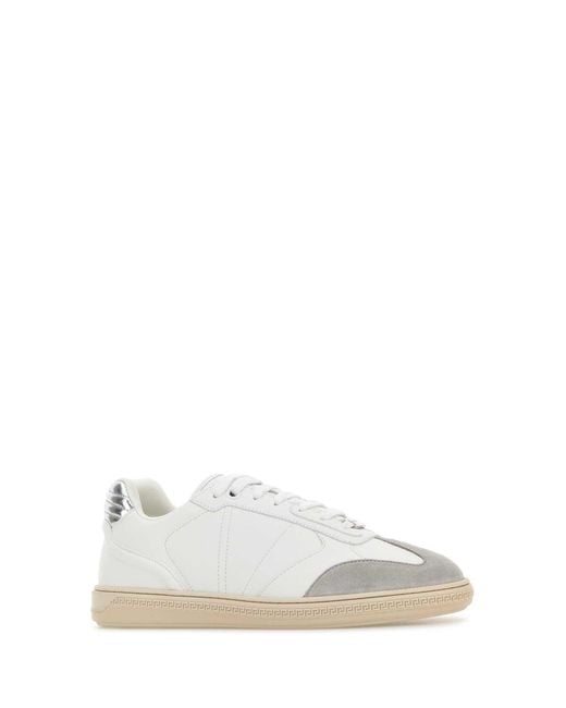 Versace White Leather Greca Court Sneakers for men