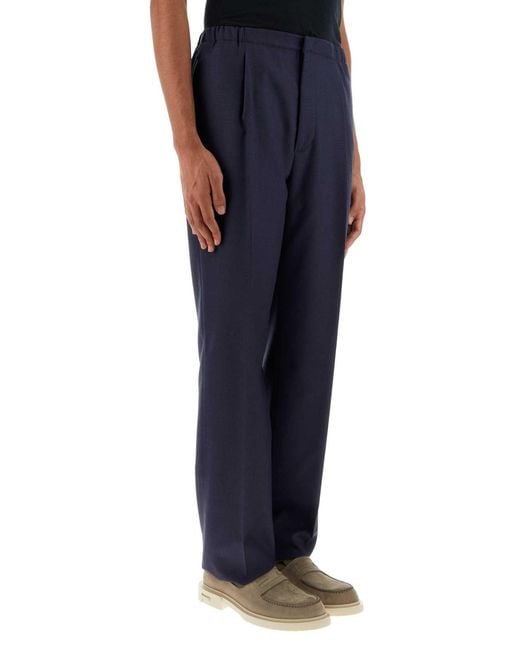 Fendi Blue Wool Pant for men