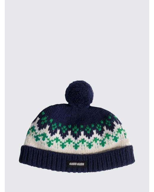 Miu Miu Blue Virgin Wool Beanie Hat