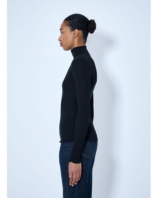 Prada Blue Ribbed Turtleneck Top