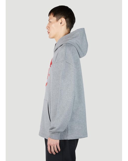 Versace Gray Varsity Logo Patch Hooded Sweatshirt for men