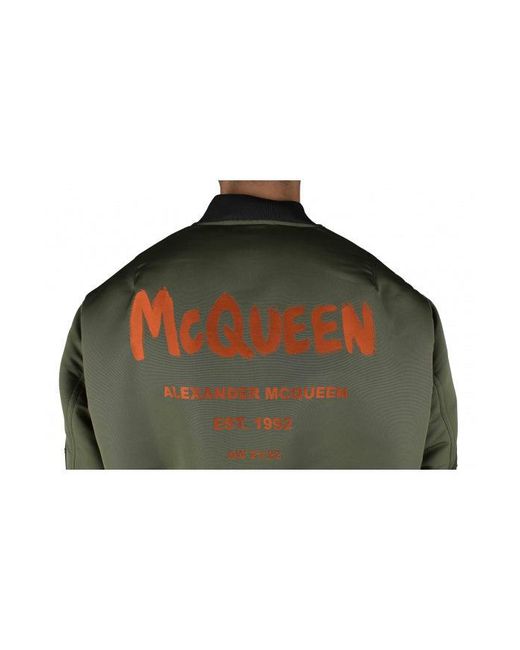 McQueen Green Bomber Jacket for men