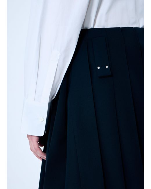 Prada Blue Pleated Wool Skirt
