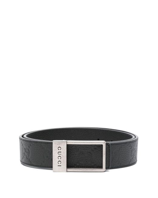 Gucci Black Leather Reversible Belt for men