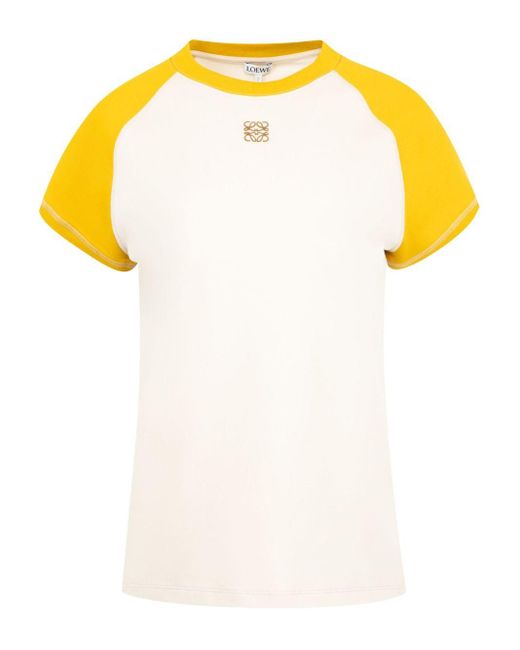 Loewe Logo Cotton T-Shirt in Yellow | Lyst