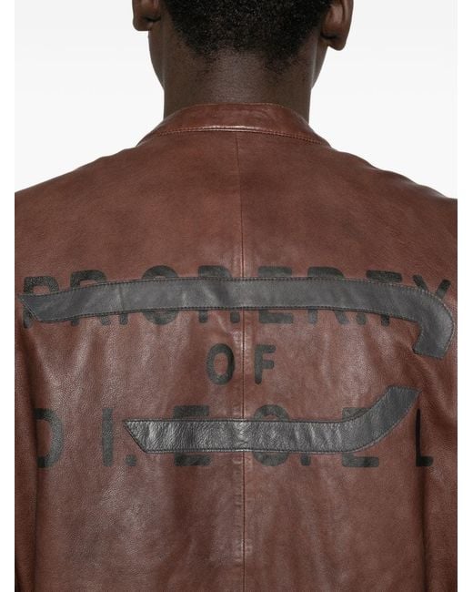DIESEL Brown Leather Jacket for men