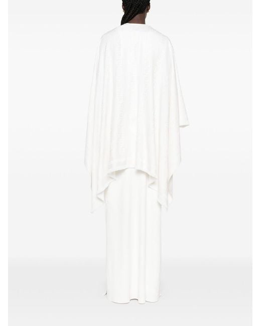Fendi White Ff Wool And Silk Poncho