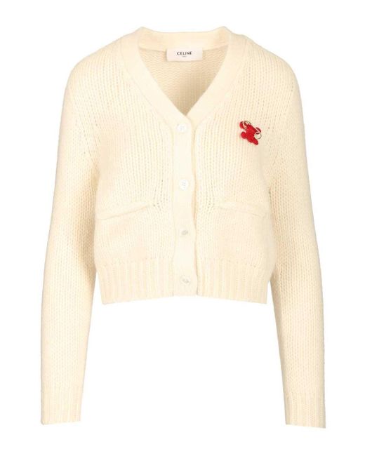 Celine Women's White Silk And Cashmere Cardigan
