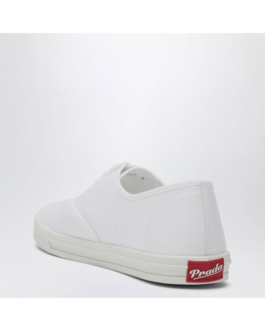 Prada White Drill Fabric Sneakers for men