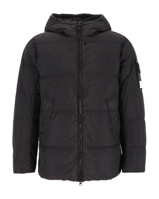 Stone Island Black Down Jacket for men
