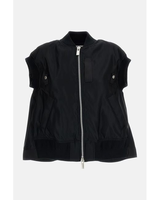 Sacai Black Nylon Twill Vest