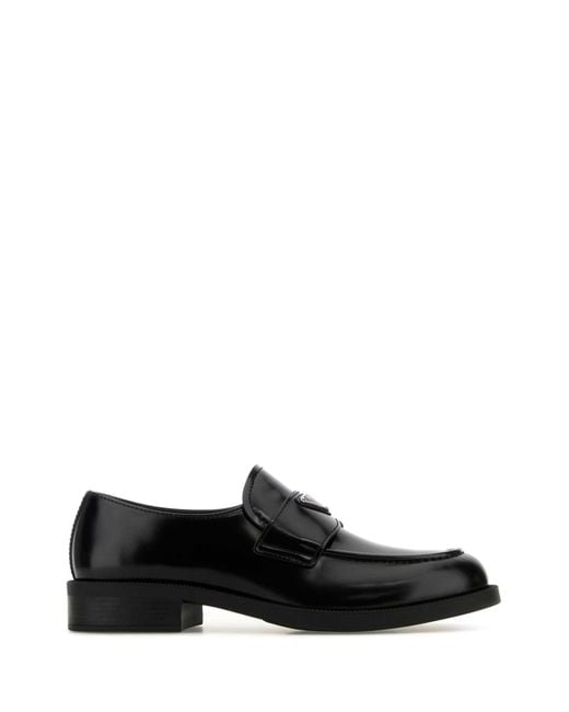 Prada Black Leather Loafers for men