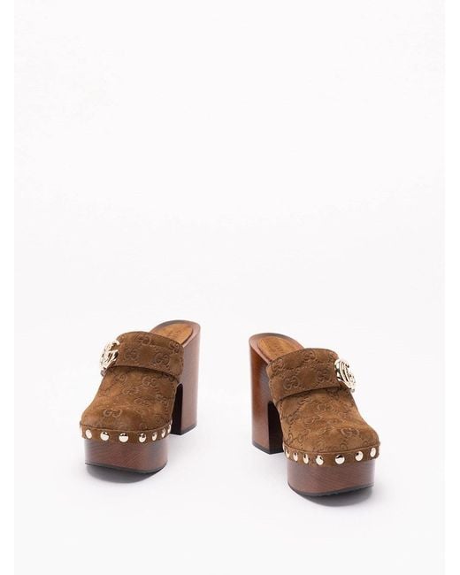 Gucci Brown 'Marmont' Clogs