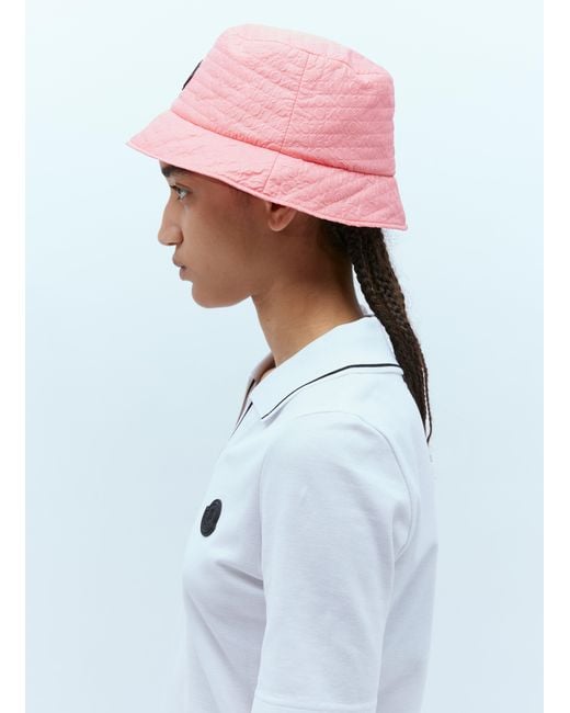 Moncler White Logo Patch Bucket Hat