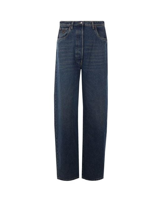 【関税＆送料込み】Prada Wide-Leg Jeans Prada Wide-Leg Jeans in Blue | Lyst