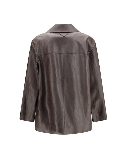 Prada Brown Leather Caban Jacket for men