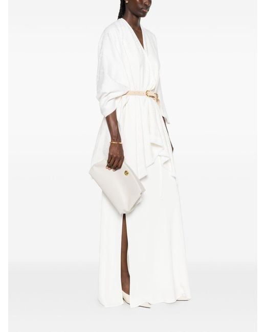 Fendi White Ff Wool And Silk Poncho