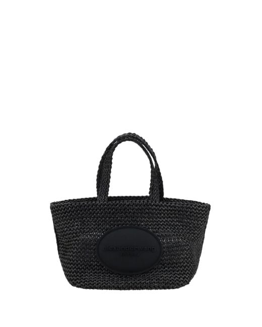Alexander Wang Black Punch Small Raffia Handbag