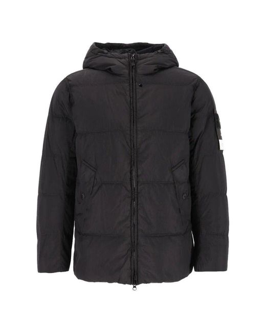 Stone Island Black Down Jacket for men