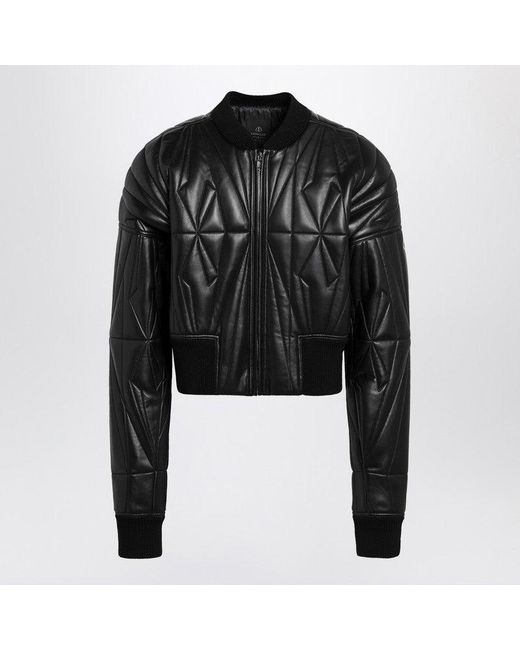 Moncler Black Rick Owens Faux Leather Zip-Up Bomber for men