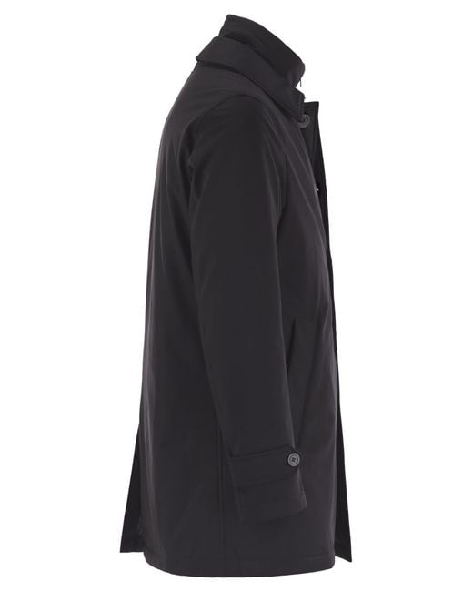 Herno Black Long Down Jacket With Buttons for men