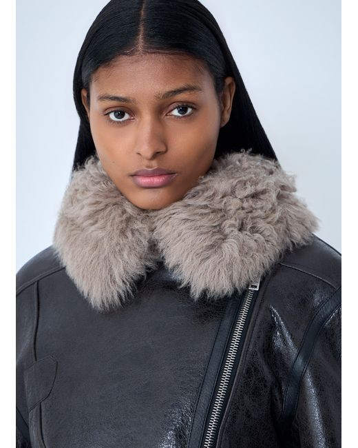Acne Gray Leather Shearling Jacket