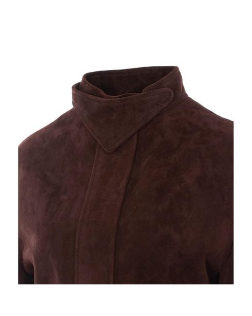 Alaïa Brown Peplum Suede Jacket